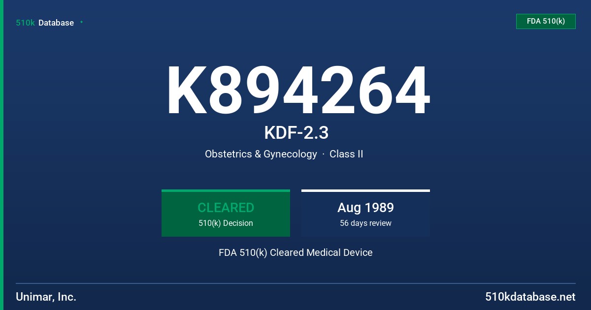 K894264 KDF-2.3 FDA 510(k) Cleared Medical Device