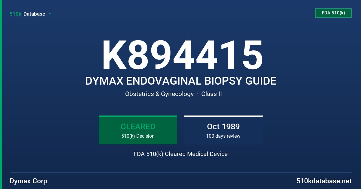 K894415 DYMAX ENDOVAGINAL BIOPSY GUIDE FDA 510(k) Cleared Medical Device