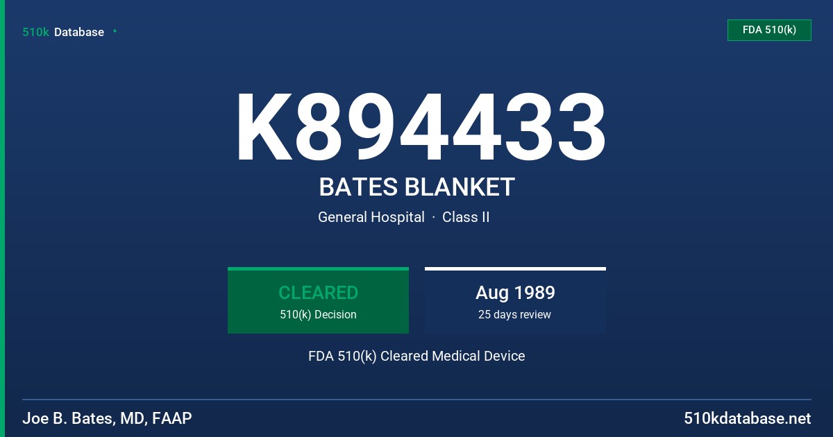 K894433 BATES BLANKET FDA 510(k) Cleared Medical Device