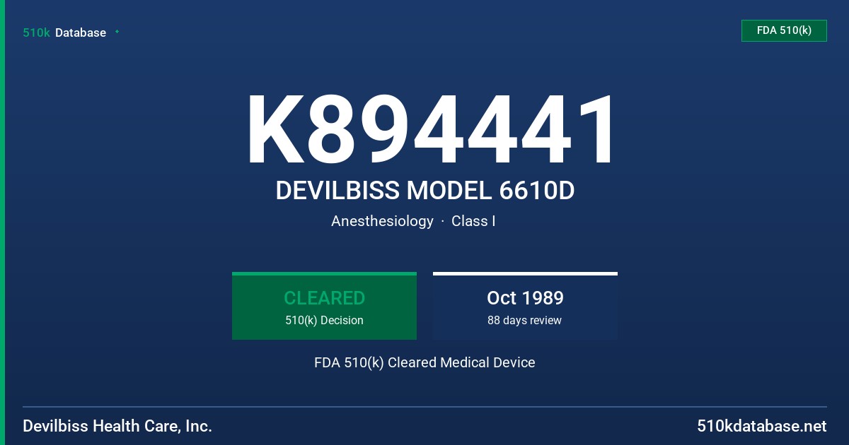 K894441 DEVILBISS MODEL 6610D FDA 510(k) Cleared Medical Device