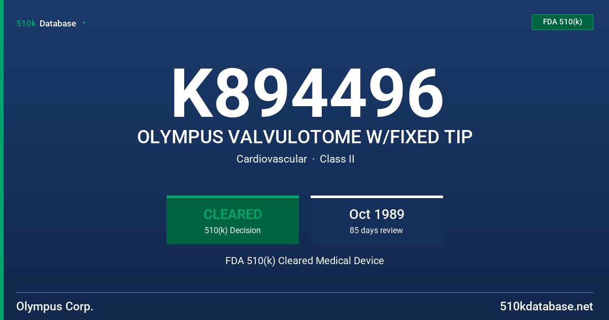 K894496 OLYMPUS VALVULOTOME W/FIXED TIP FDA 510(k) Cleared Medical Device