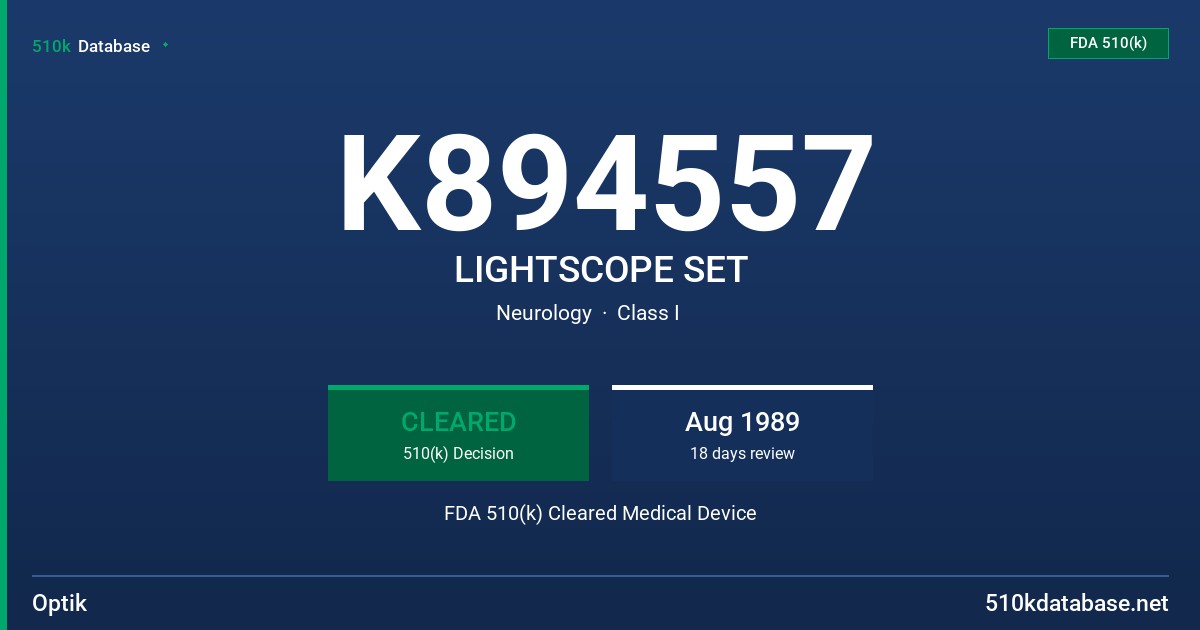 K894557 LIGHTSCOPE SET FDA 510(k) Cleared Medical Device