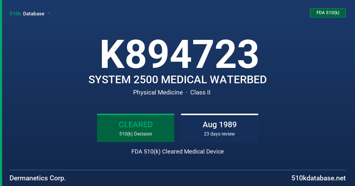 K894723 SYSTEM 2500 MEDICAL WATERBED FDA 510(k) Cleared Medical Device