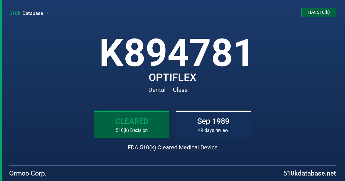 K894781 OPTIFLEX FDA 510(k) Cleared Medical Device