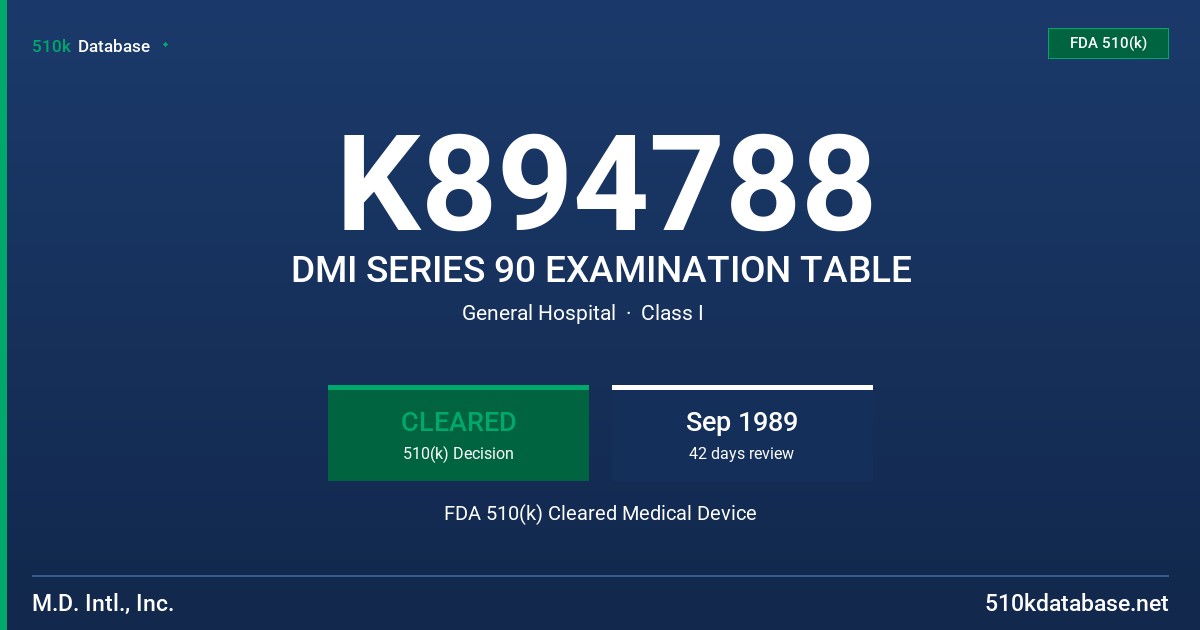 K894788 DMI SERIES 90 EXAMINATION TABLE FDA 510(k) Cleared Medical Device