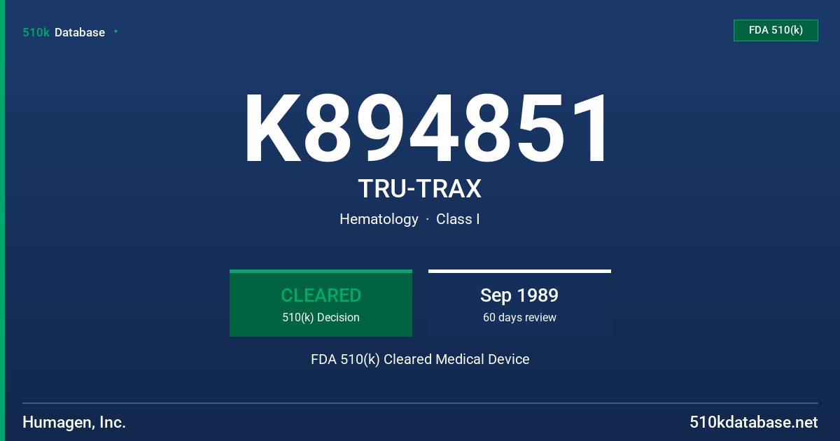 K894851 TRU-TRAX FDA 510(k) Cleared Medical Device