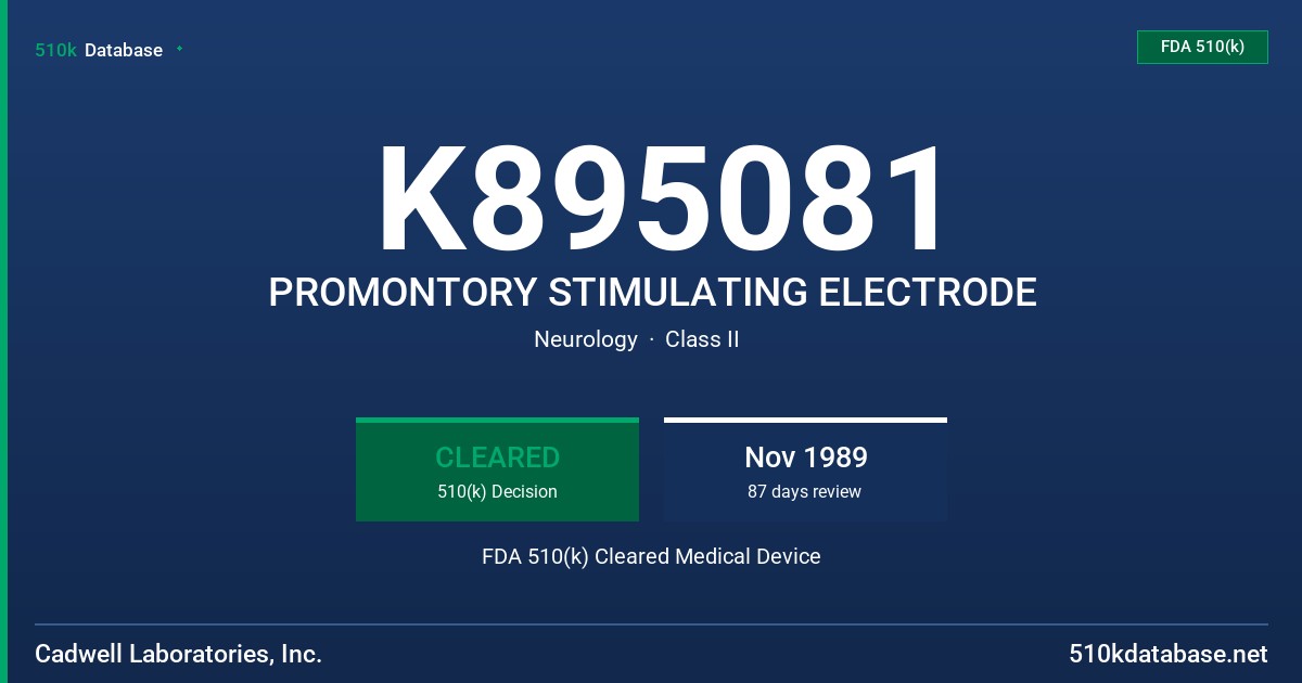 K895081 PROMONTORY STIMULATING ELECTRODE FDA 510(k) Cleared Medical Device