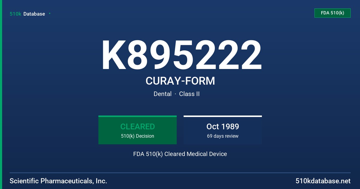 K895222 CURAY-FORM FDA 510(k) Cleared Medical Device