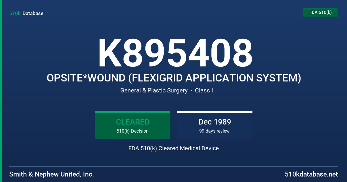 K895408 OPSITE*WOUND (FLEXIGRID APPLICATION SYSTEM) FDA 510(k) Cleared Medical Device