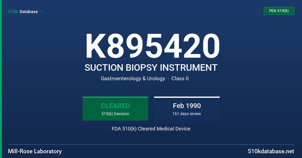 K895420 SUCTION BIOPSY INSTRUMENT FDA 510(k) Cleared Medical Device