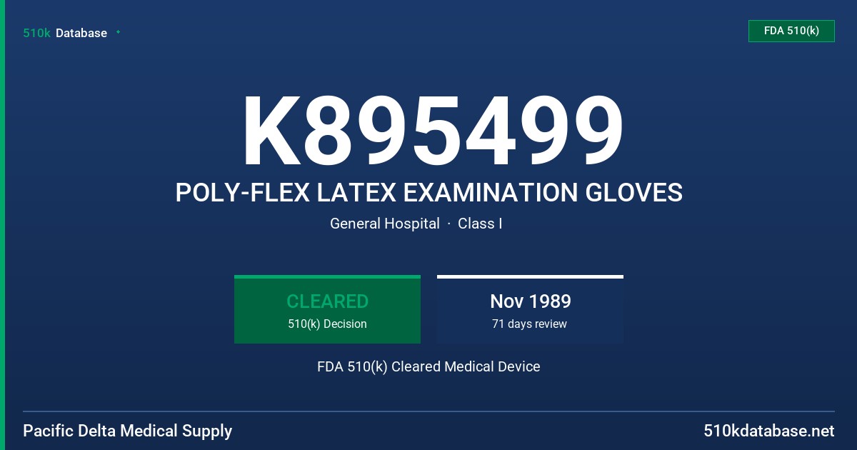 K895499 POLY-FLEX LATEX EXAMINATION GLOVES FDA 510(k) Cleared Medical Device
