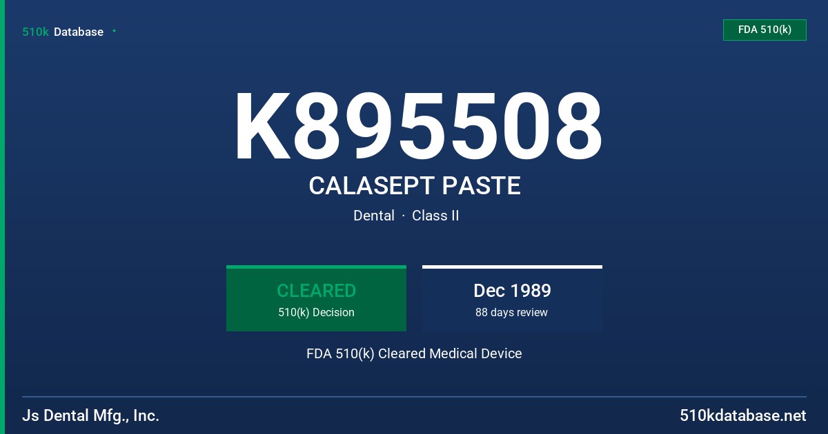 K895508 CALASEPT PASTE FDA 510(k) Cleared Medical Device