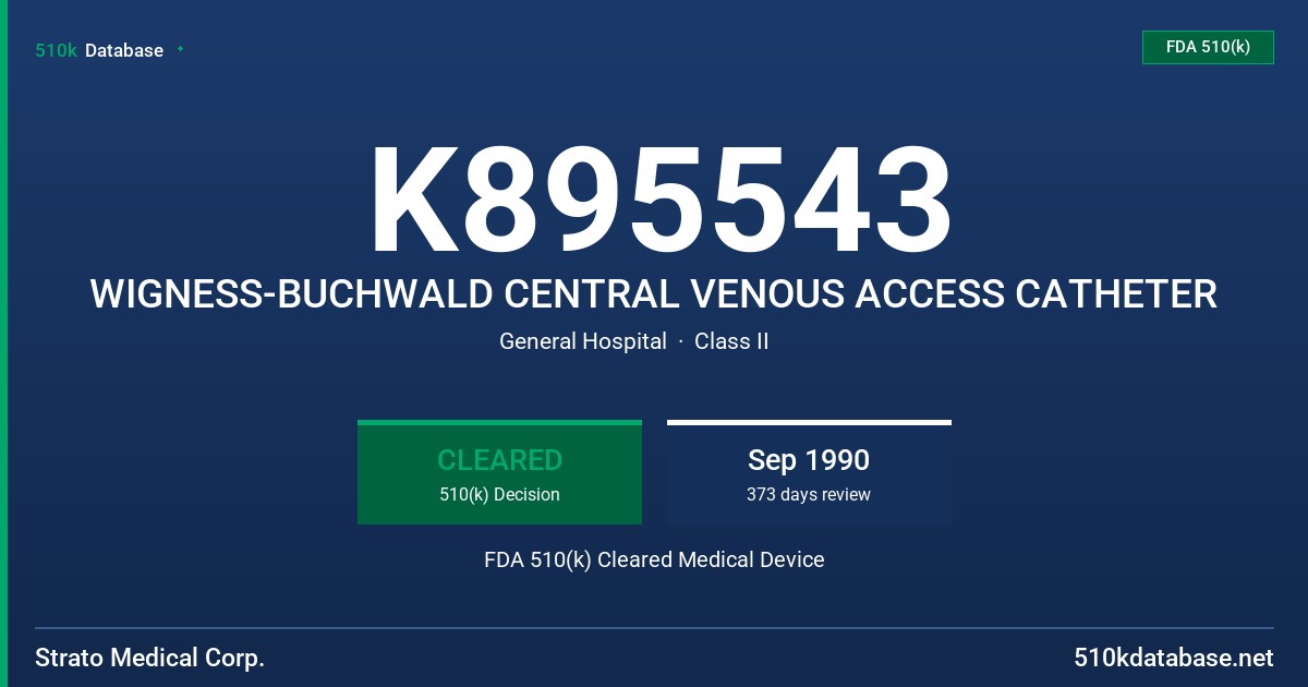 K895543 WIGNESS-BUCHWALD CENTRAL VENOUS ACCESS CATHETER FDA 510(k) Cleared Medical Device