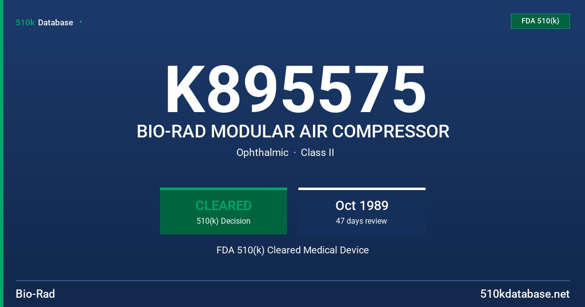K895575 BIO-RAD MODULAR AIR COMPRESSOR FDA 510(k) Cleared Medical Device