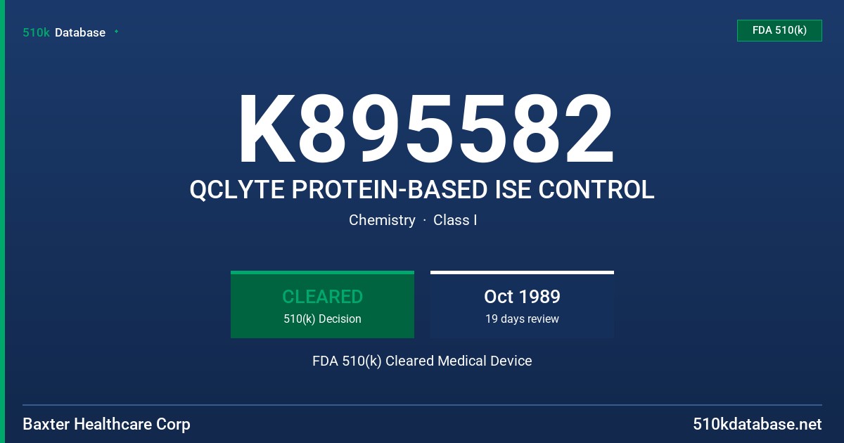 K895582 QCLYTE PROTEIN-BASED ISE CONTROL FDA 510(k) Cleared Medical Device