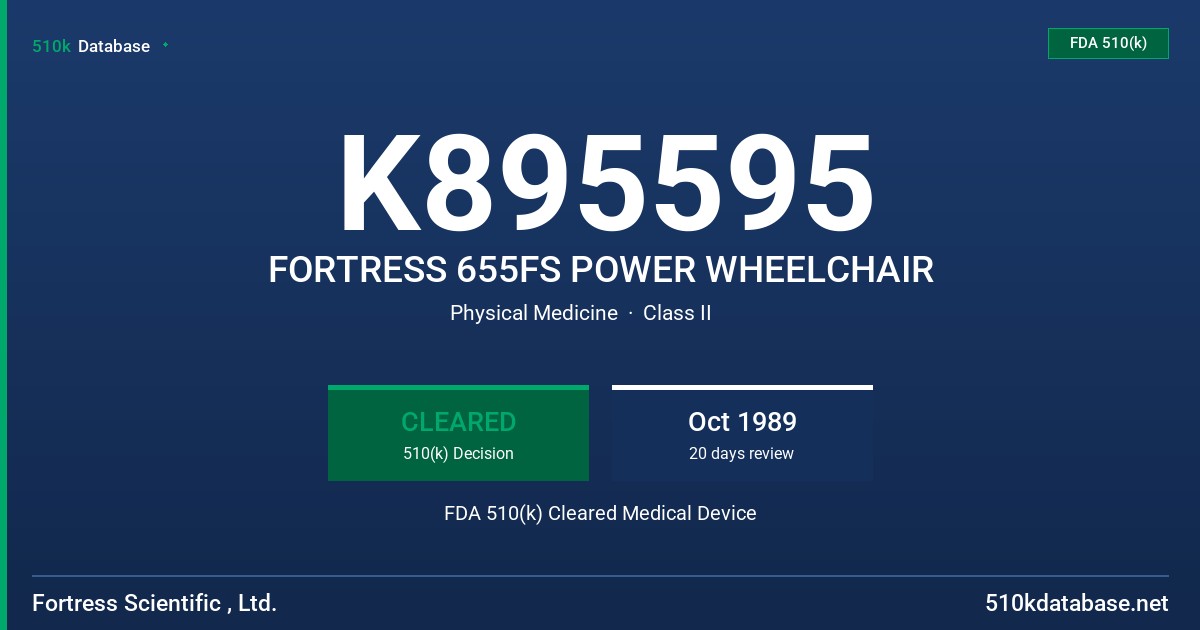 K895595 FORTRESS 655FS POWER WHEELCHAIR FDA 510(k) Cleared Medical Device