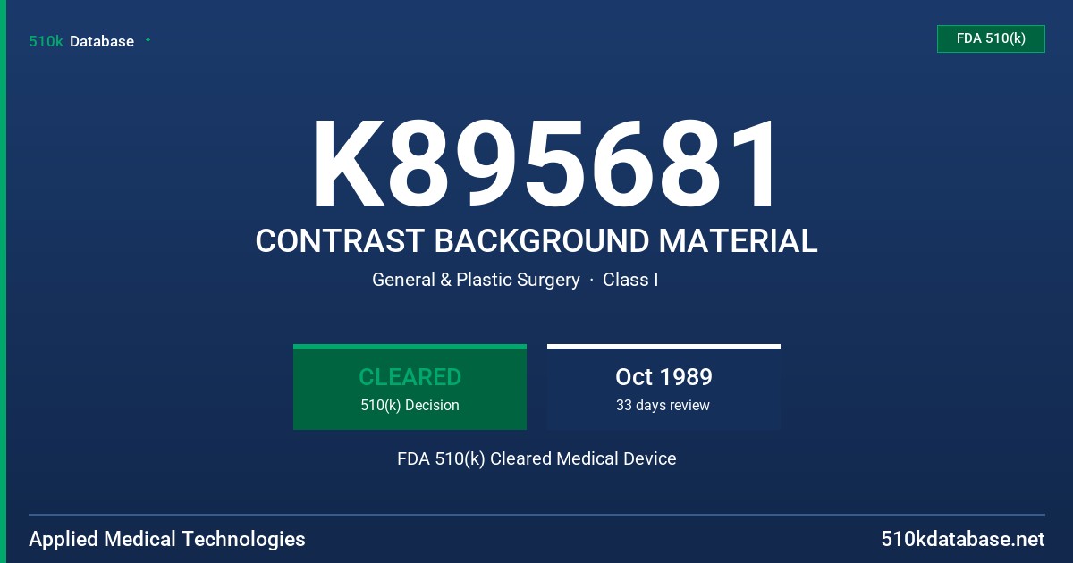 K895681 CONTRAST BACKGROUND MATERIAL FDA 510(k) Cleared Medical Device