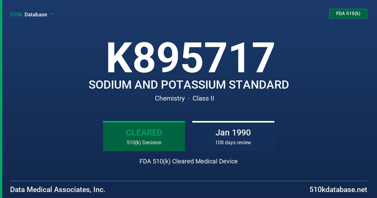 K895717 SODIUM AND POTASSIUM STANDARD FDA 510(k) Cleared Medical Device