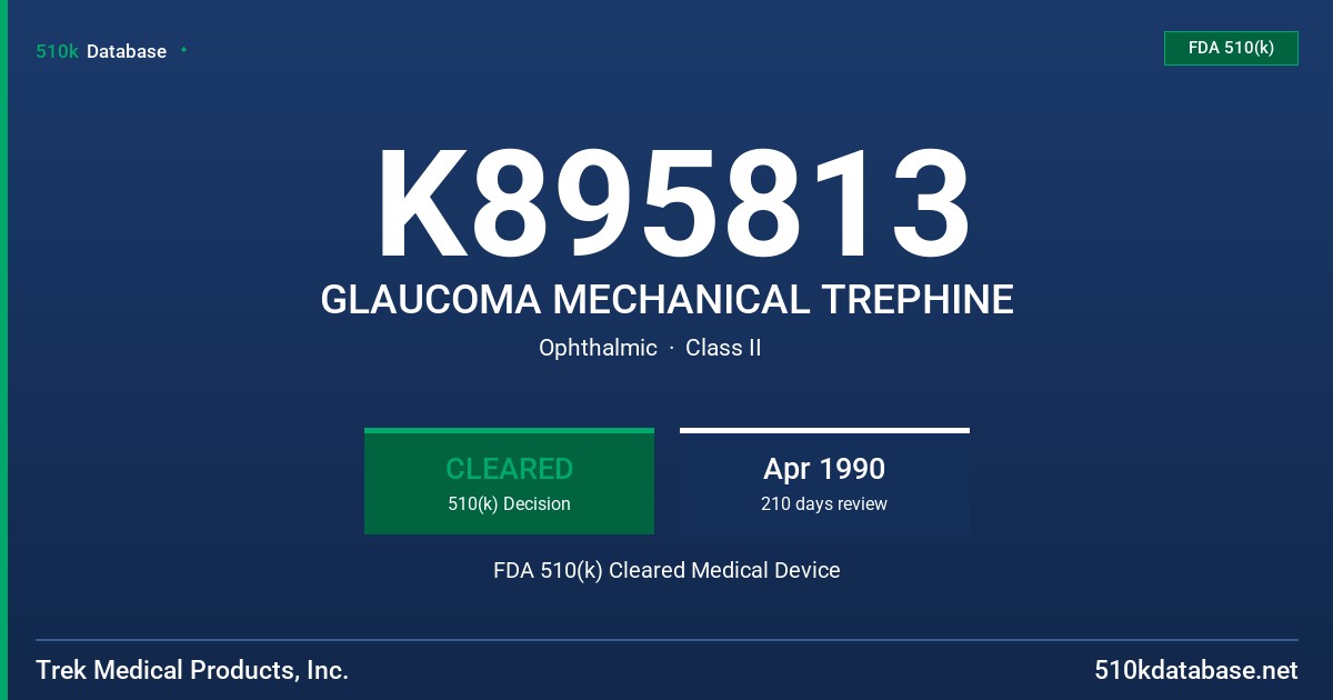 K895813 GLAUCOMA MECHANICAL TREPHINE FDA 510(k) Cleared Medical Device