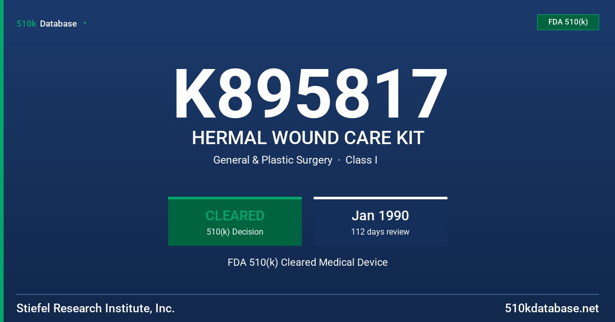 K895817 HERMAL WOUND CARE KIT FDA 510(k) Cleared Medical Device