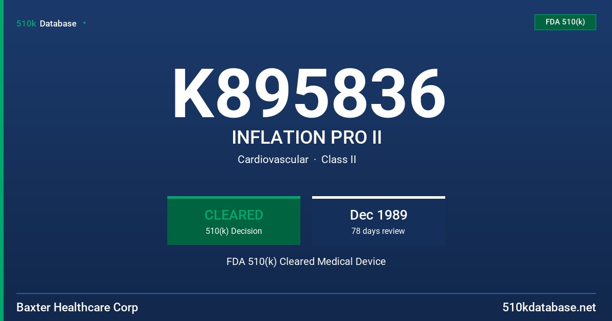K895836 INFLATION PRO II FDA 510(k) Cleared Medical Device