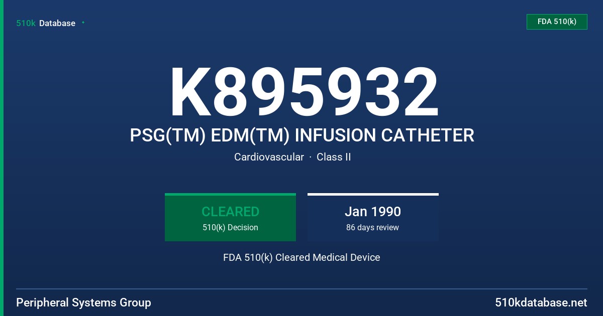 K895932 PSG(TM) EDM(TM) INFUSION CATHETER FDA 510(k) Cleared Medical Device