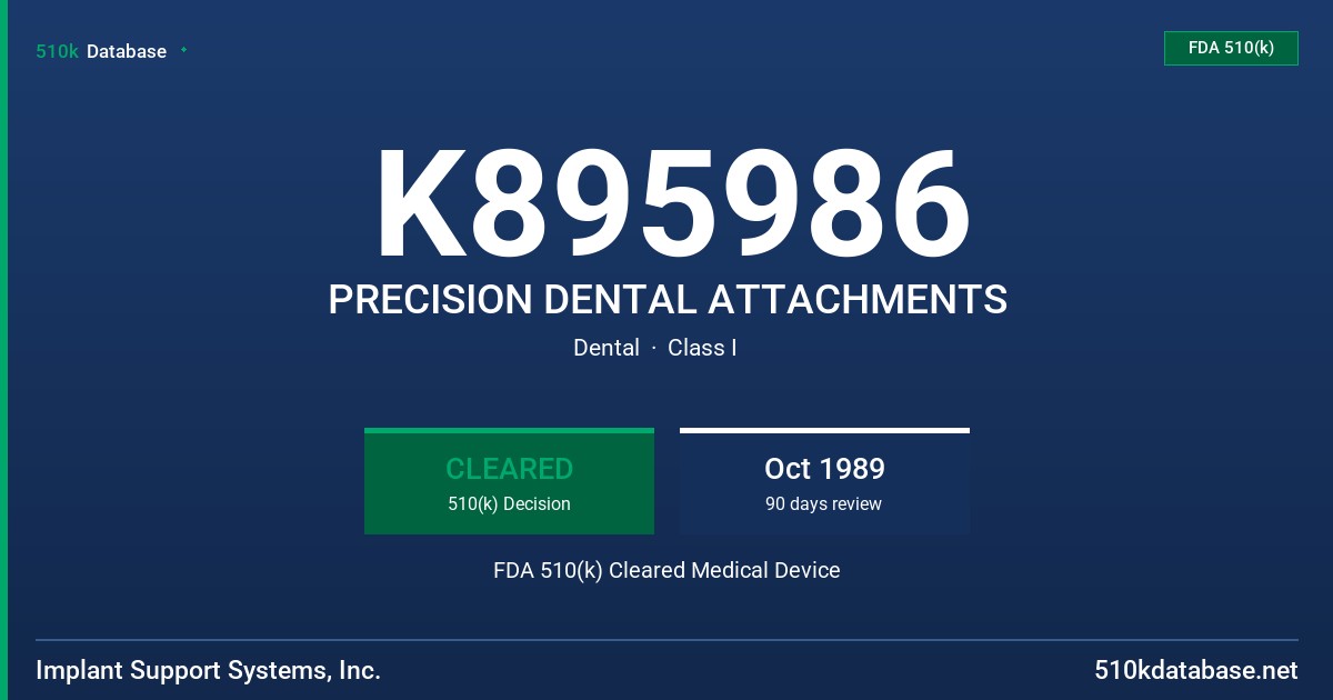 K895986 PRECISION DENTAL ATTACHMENTS FDA 510(k) Cleared Medical Device