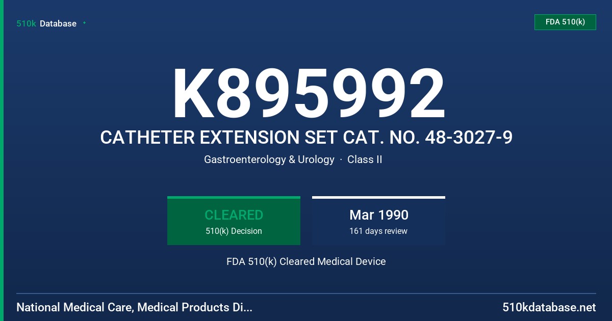 K895992 CATHETER EXTENSION SET CAT. NO. 48-3027-9 FDA 510(k) Cleared Medical Device