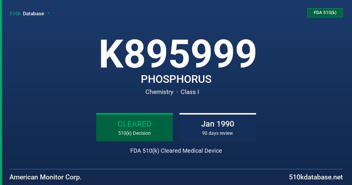 K895999 PHOSPHORUS FDA 510(k) Cleared Medical Device