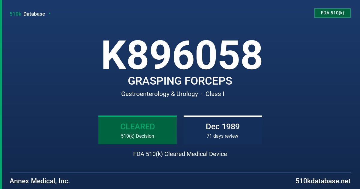 K896058 GRASPING FORCEPS FDA 510(k) Cleared Medical Device