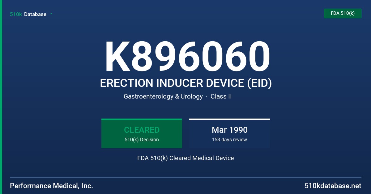 K896060 ERECTION INDUCER DEVICE (EID) FDA 510(k) Cleared Medical Device