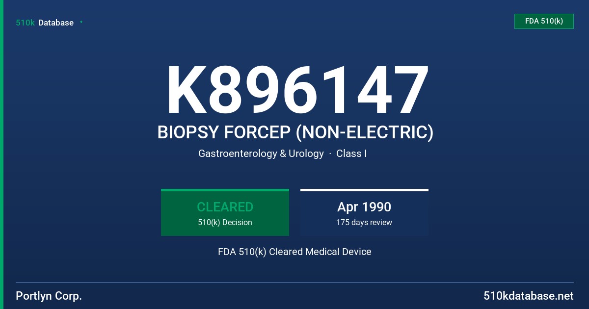 K896147 BIOPSY FORCEP (NON-ELECTRIC) FDA 510(k) Cleared Medical Device