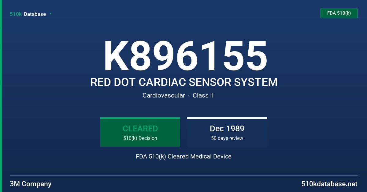 K896155 RED DOT CARDIAC SENSOR SYSTEM FDA 510(k) Cleared Medical Device