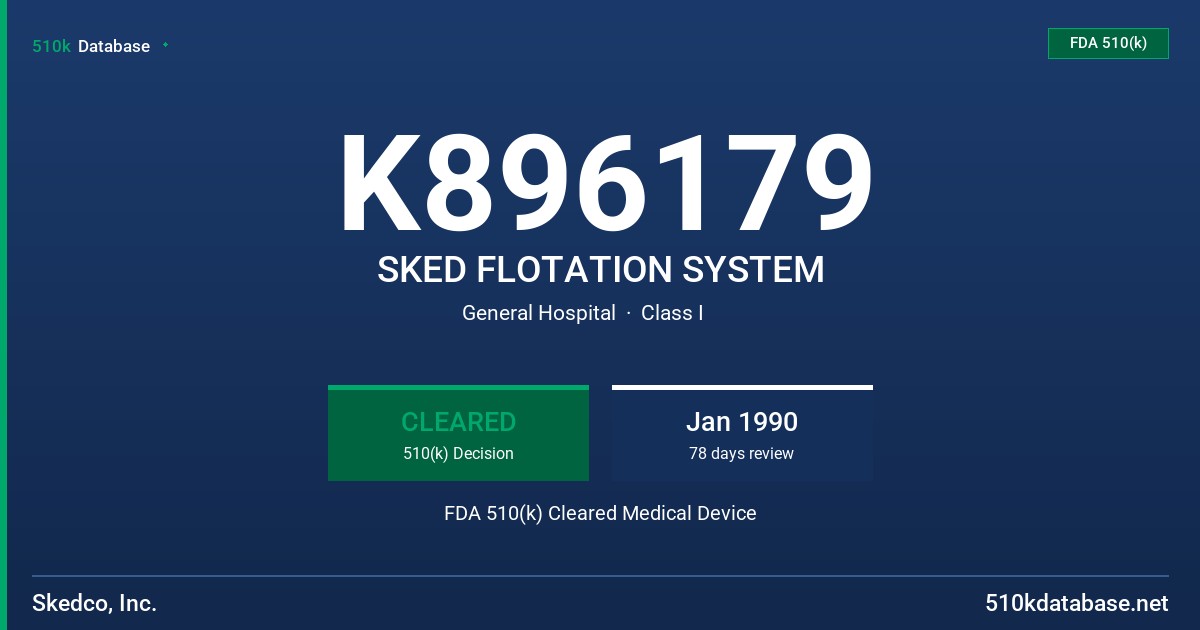 K896179 SKED FLOTATION SYSTEM FDA 510(k) Cleared Medical Device