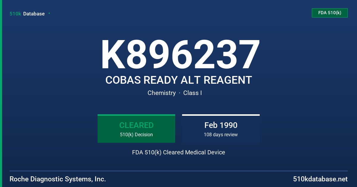 K896237 COBAS READY ALT REAGENT FDA 510(k) Cleared Medical Device