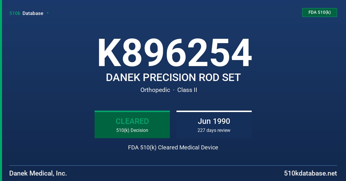 K896254 DANEK PRECISION ROD SET FDA 510(k) Cleared Medical Device