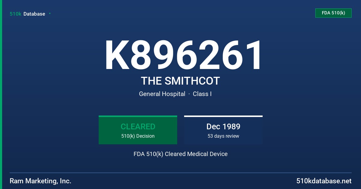 K896261 THE SMITHCOT FDA 510(k) Cleared Medical Device