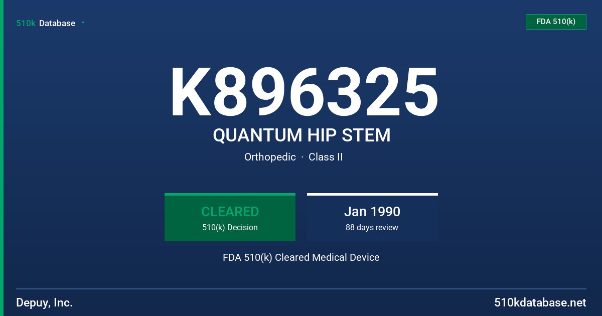 K896325 QUANTUM HIP STEM FDA 510(k) Cleared Medical Device