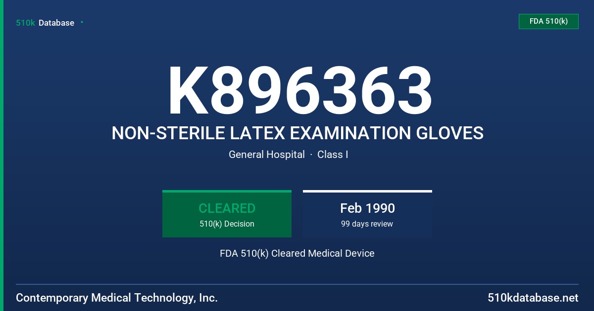 K896363 NON-STERILE LATEX EXAMINATION GLOVES FDA 510(k) Cleared Medical Device