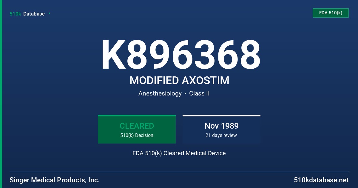 K896368 MODIFIED AXOSTIM FDA 510(k) Cleared Medical Device