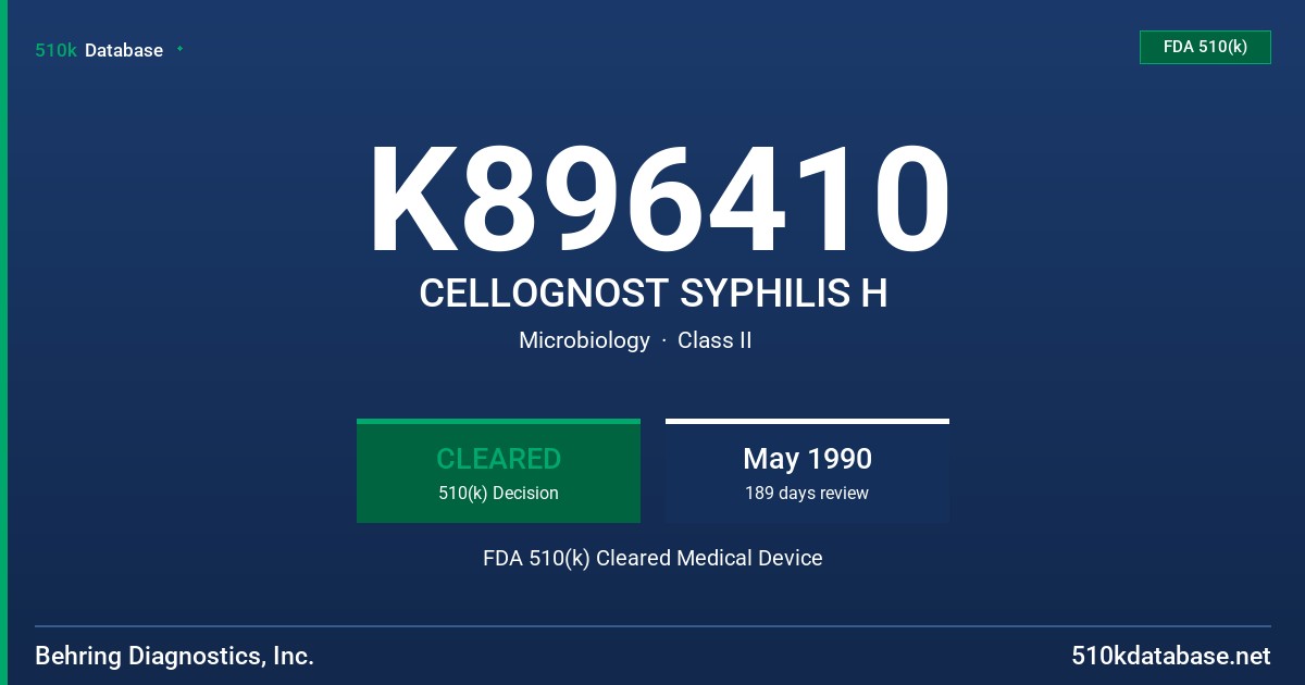 K896410 CELLOGNOST SYPHILIS H FDA 510(k) Cleared Medical Device