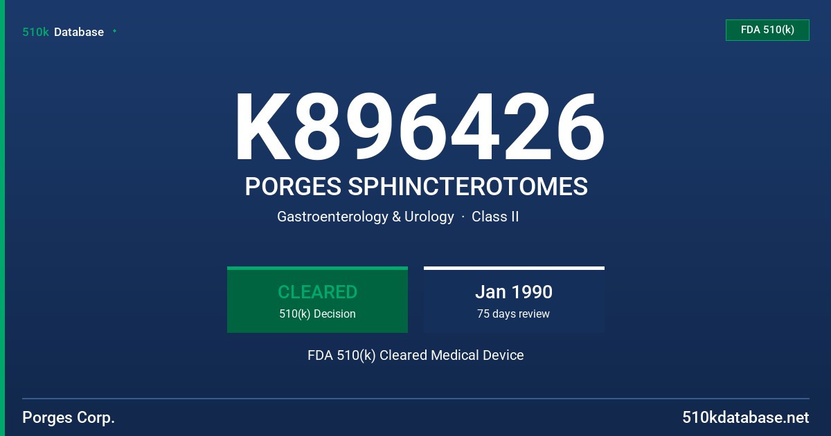 K896426 PORGES SPHINCTEROTOMES FDA 510(k) Cleared Medical Device