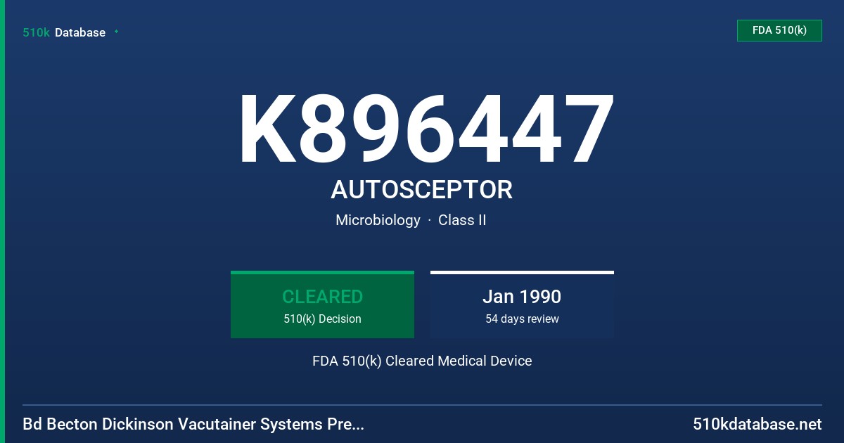 K896447 AUTOSCEPTOR FDA 510(k) Cleared Medical Device