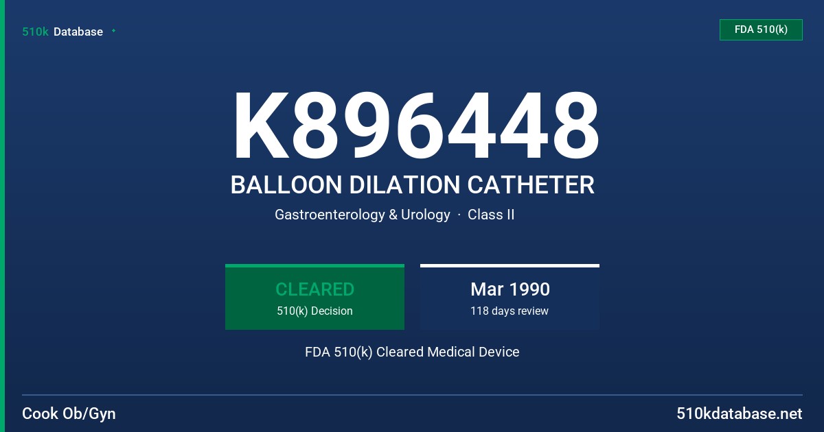K896448 BALLOON DILATION CATHETER FDA 510(k) Cleared Medical Device