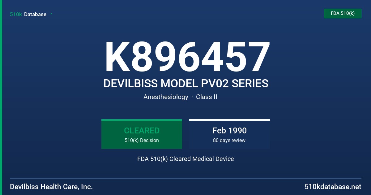 K896457 DEVILBISS MODEL PV02 SERIES FDA 510(k) Cleared Medical Device
