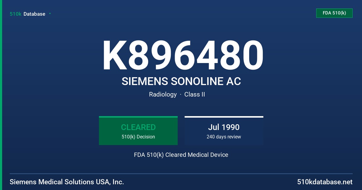 K896480 SIEMENS SONOLINE AC FDA 510(k) Cleared Medical Device