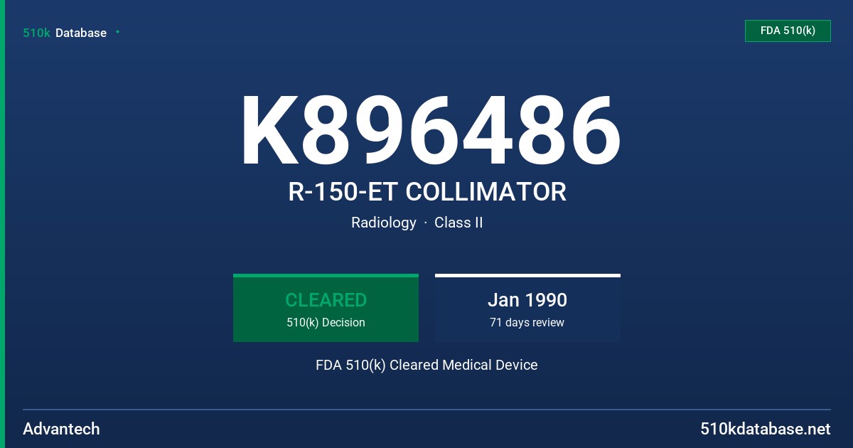 K896486 R-150-ET COLLIMATOR FDA 510(k) Cleared Medical Device