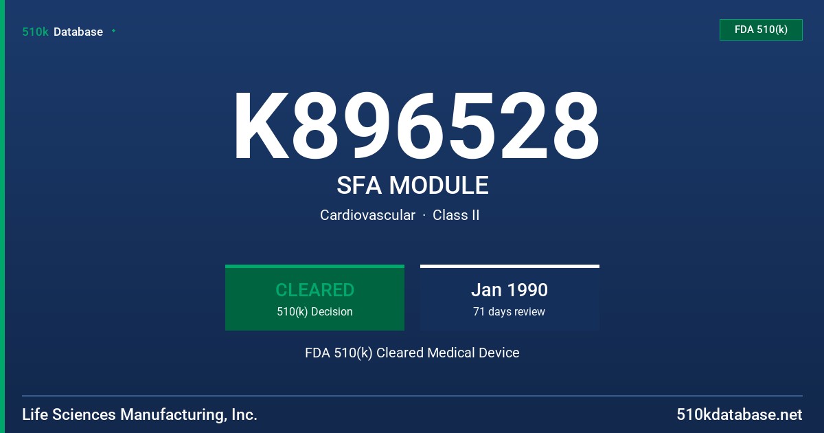 K896528 SFA MODULE FDA 510(k) Cleared Medical Device
