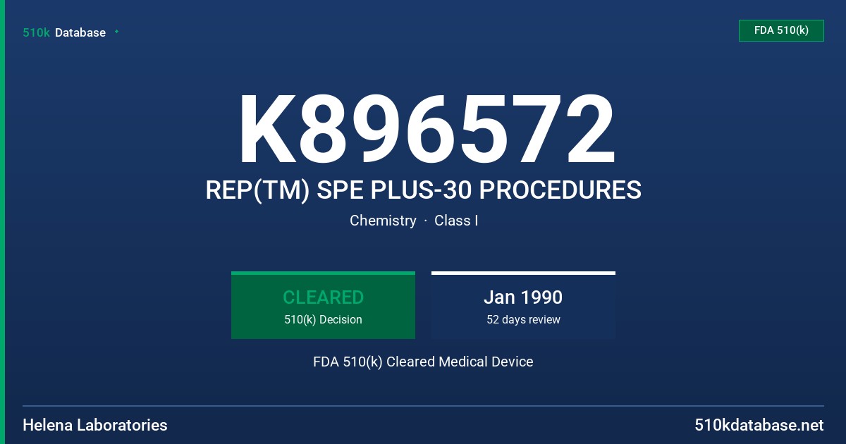 K896572 REP(TM) SPE PLUS-30 PROCEDURES FDA 510(k) Cleared Medical Device