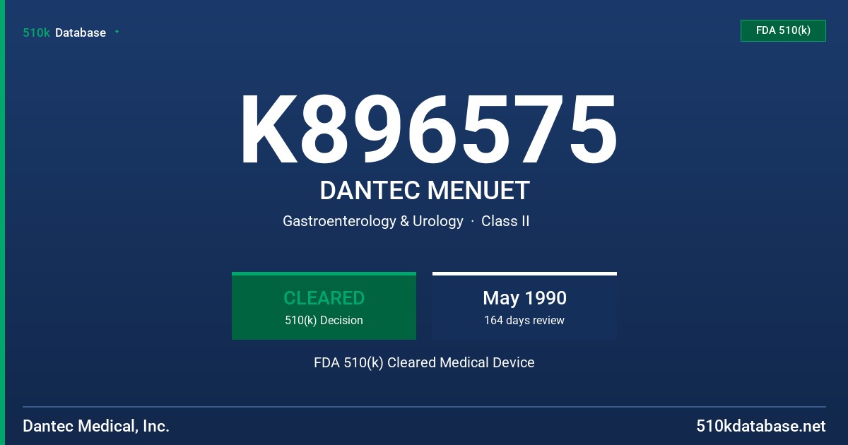 K896575 DANTEC MENUET FDA 510(k) Cleared Medical Device